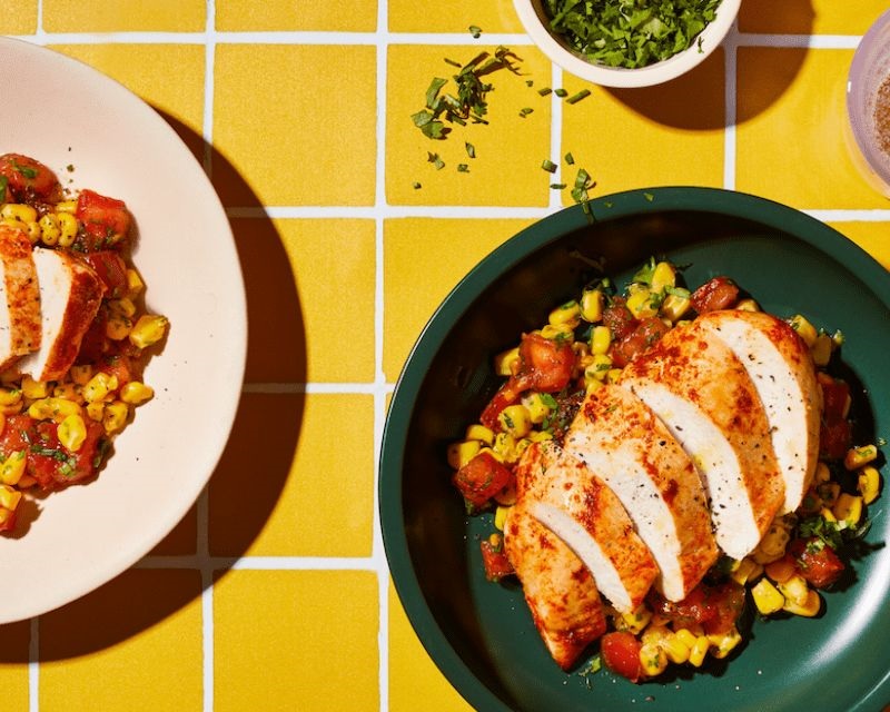 Grilled Chicken with Summer Corn and Tomato Salad